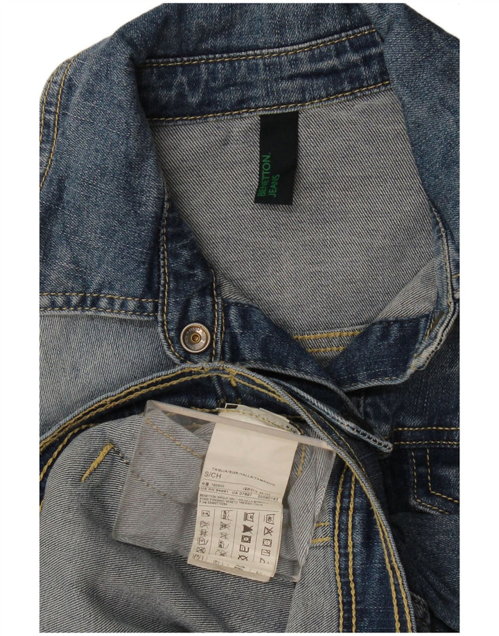 Benetton Chaqueta Vaquera Corta Mujer UK 40 Small Algodón Azul