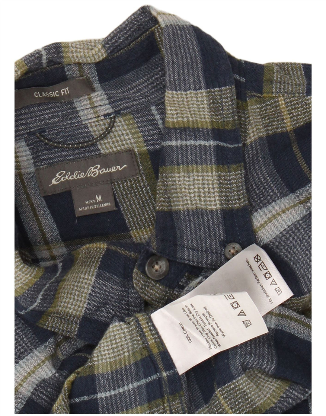 EDDIE BAUER Camisa de franela de corte clásico para hombre Algodón a cuadros azul marino mediano