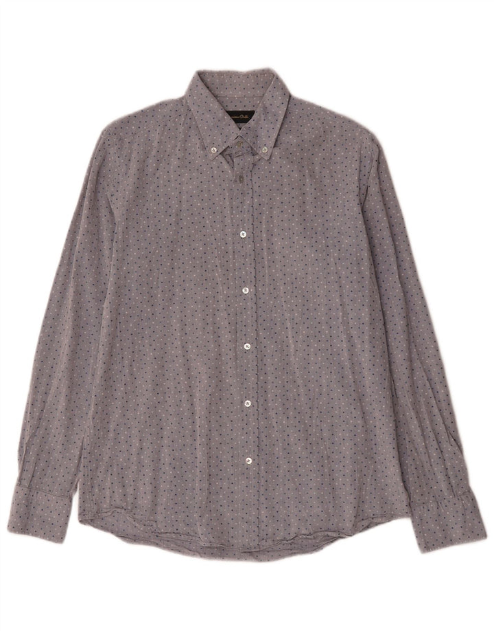 Camisa Massimo Dutti Hombre Algodón Lunares Gris Medio