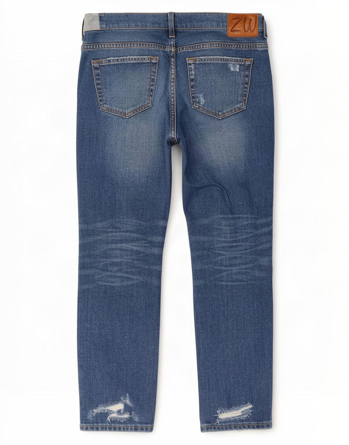 Zara Jeans Cortos Desgastados para Mujer EU 40 Medium W30 L25 Azul