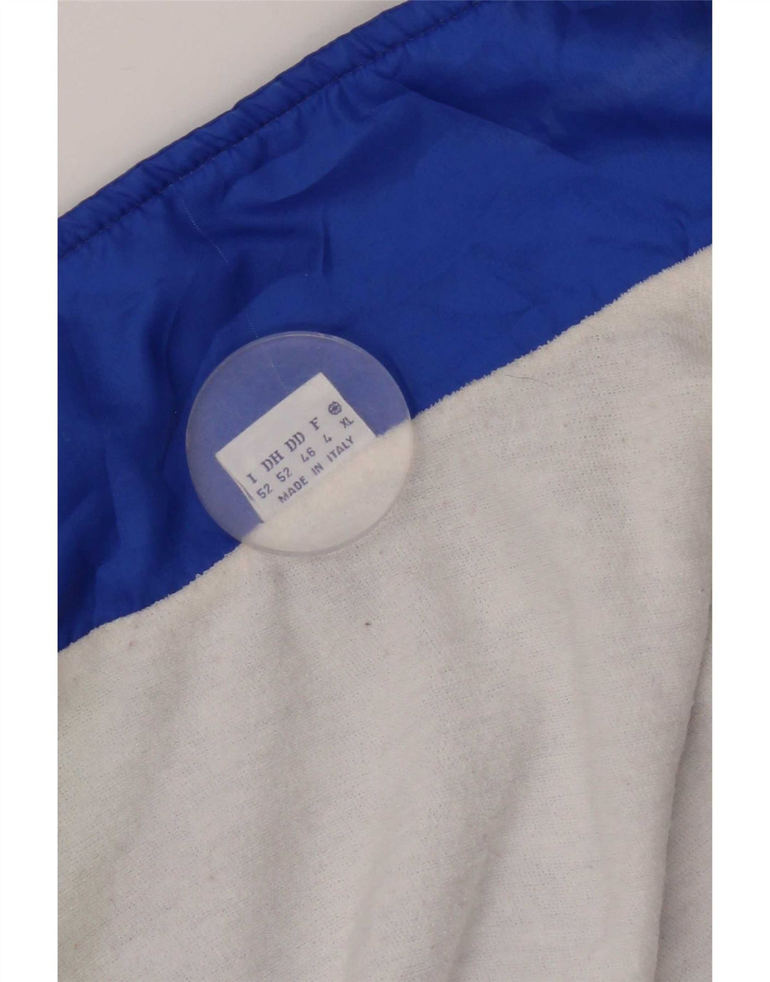 Vintage hombres chándal top chaqueta XL azul geométrico poliéster