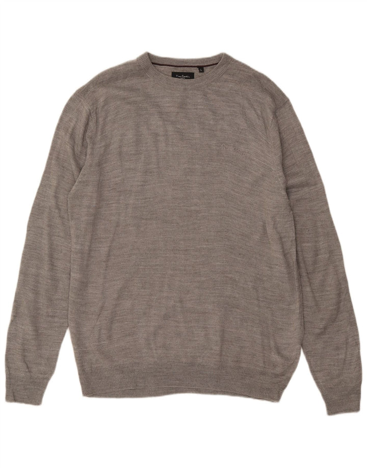 Pierre Cardin - Jersey de cuello redondo para hombre, acrílico gris grande