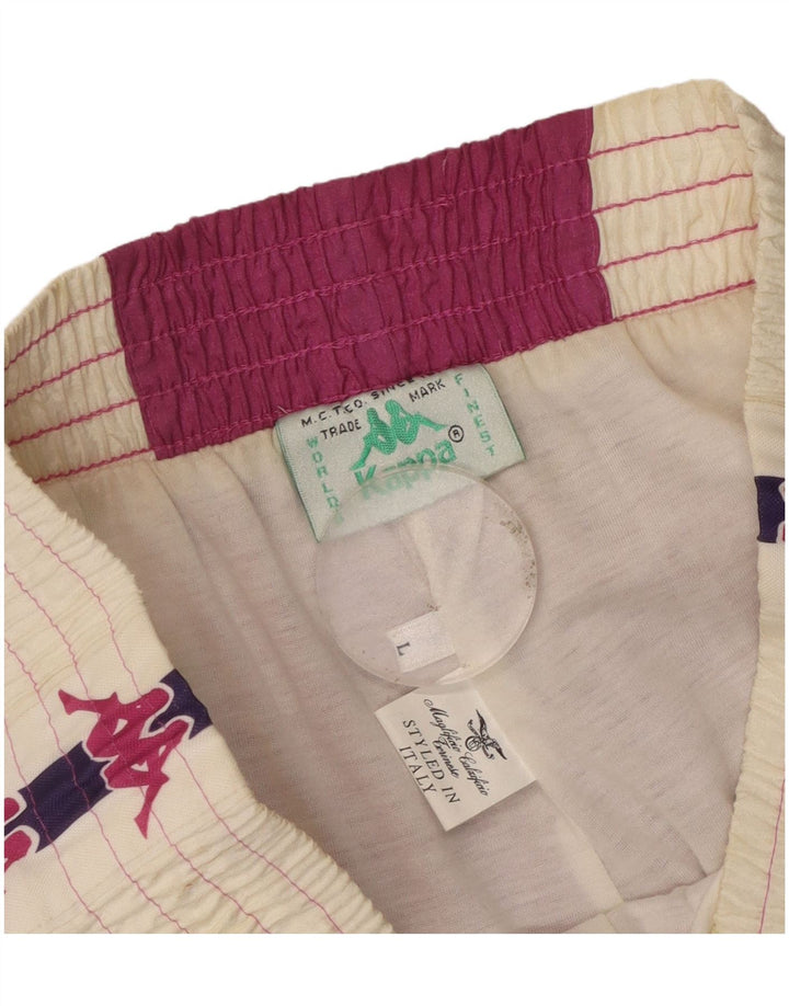 KAPPA Hombre Pantalones De Chándal Gráfico Joggers Large Rosa Colorblock