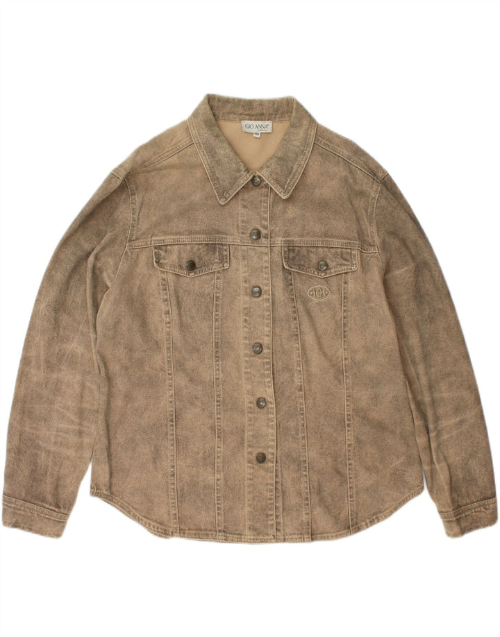 GIO ANNA Womens Denim Shirt IT 48 XL Beige Cotton