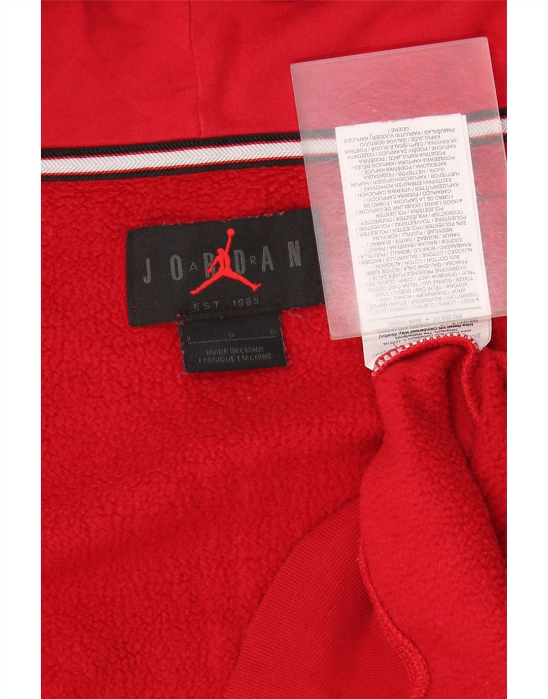 Jordan - Sudadera con capucha y cremallera para hombre, talla grande, algodón rojo