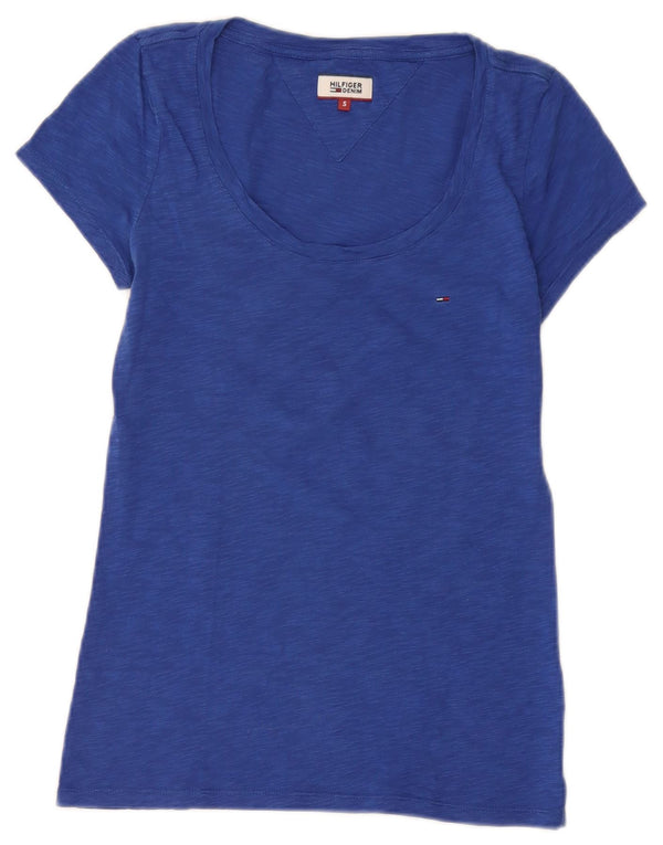 Tommy Hilfiger Camiseta para Mujer Top UK 8 Small Azul Moteado Algodón
