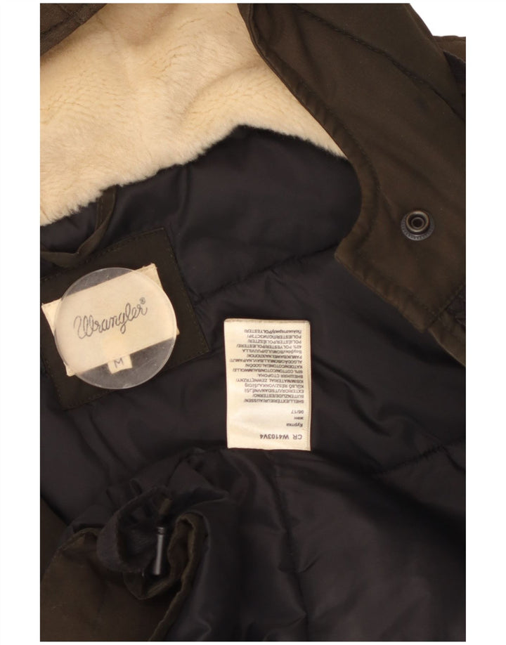 WRANGLER Parka con capucha para mujer UK 14 Medium Khaki Cotton