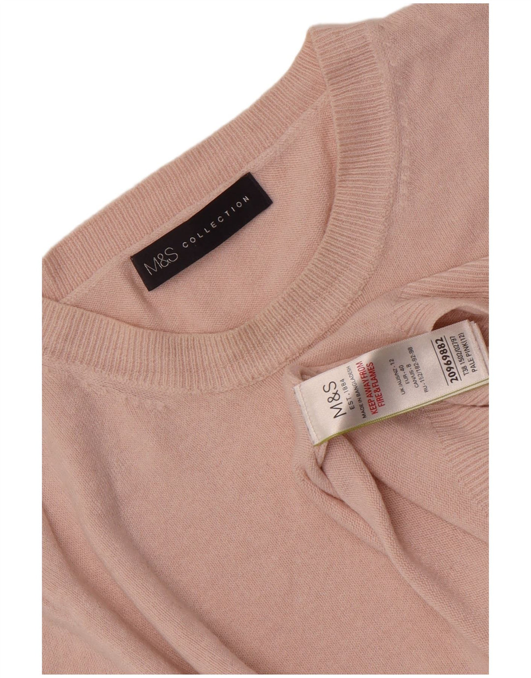 Marks & Spencer - Jersey de cuello redondo para mujer, talla 40, acrílico rosa mediano