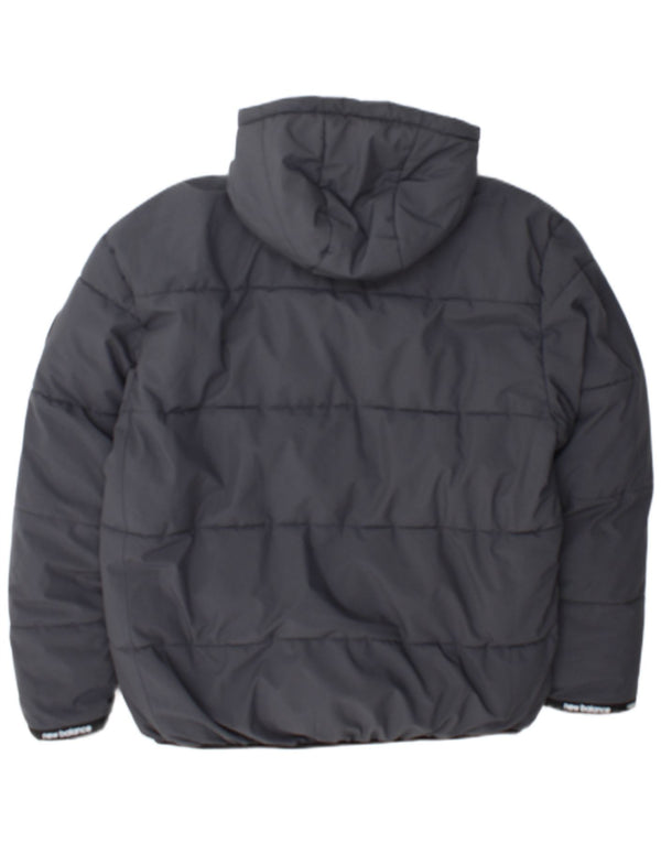 New Balance Chaqueta acolchada Sherpa con capucha para hombre Reino Unido 40 Poliéster gris grande
