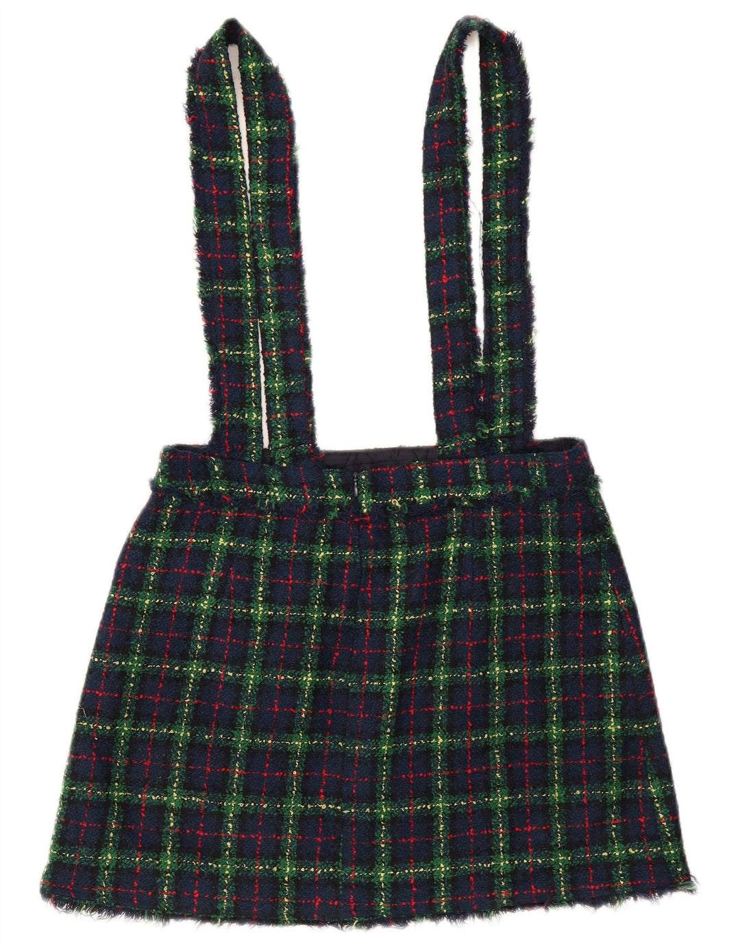 Zara Mujer Falda Peto Grande W34 Cuadro Azul Marino