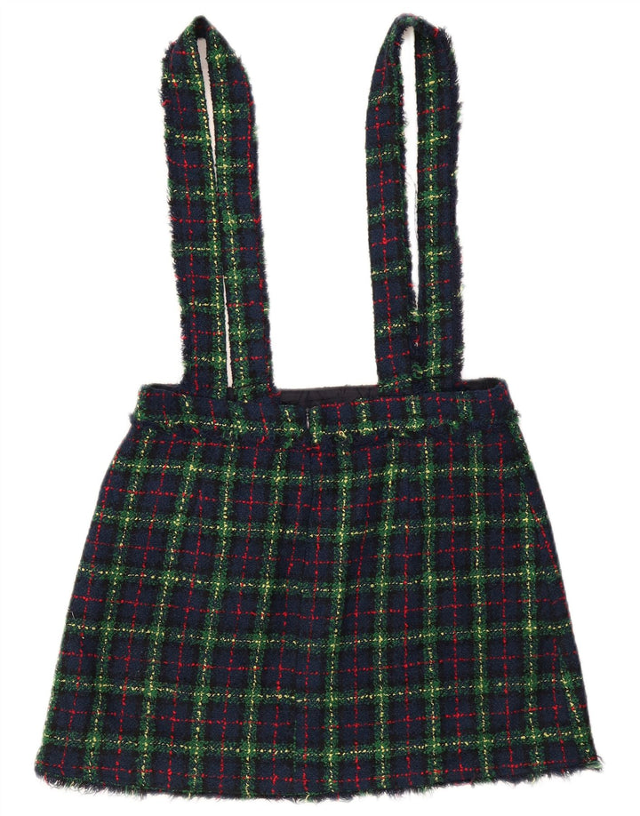 Zara Mujer Falda Peto Grande W34 Cuadro Azul Marino