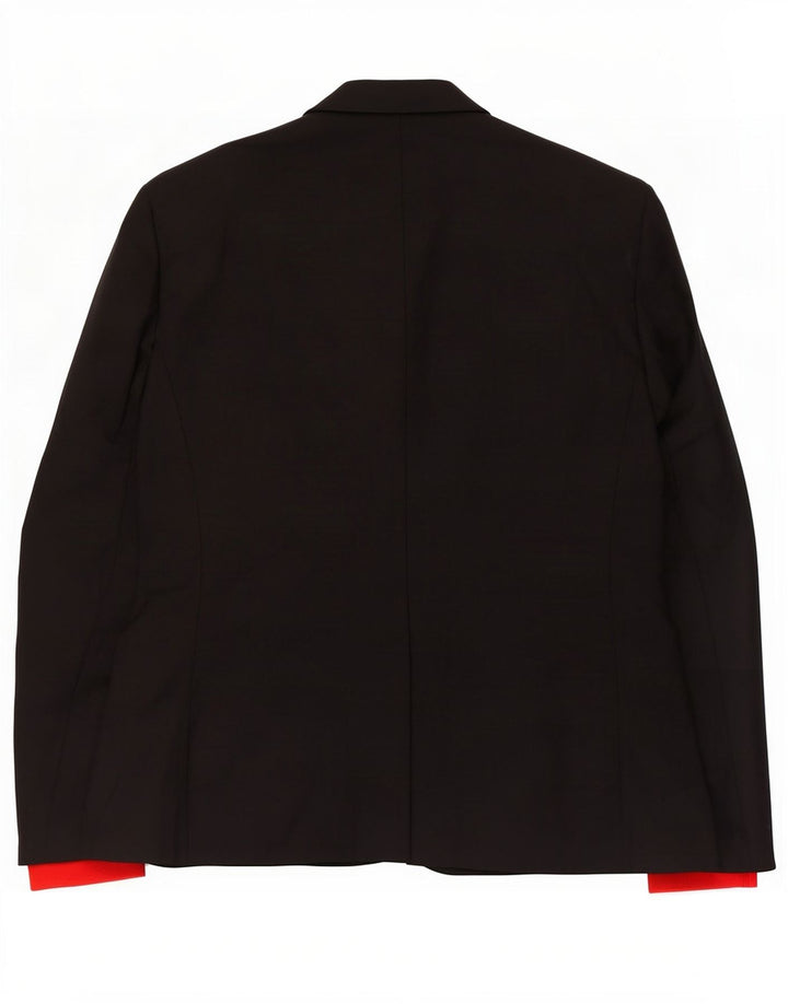 Zara Chaqueta Blazer De 2 Botones Para Hombre IT 50 Grande Poliéster Negro