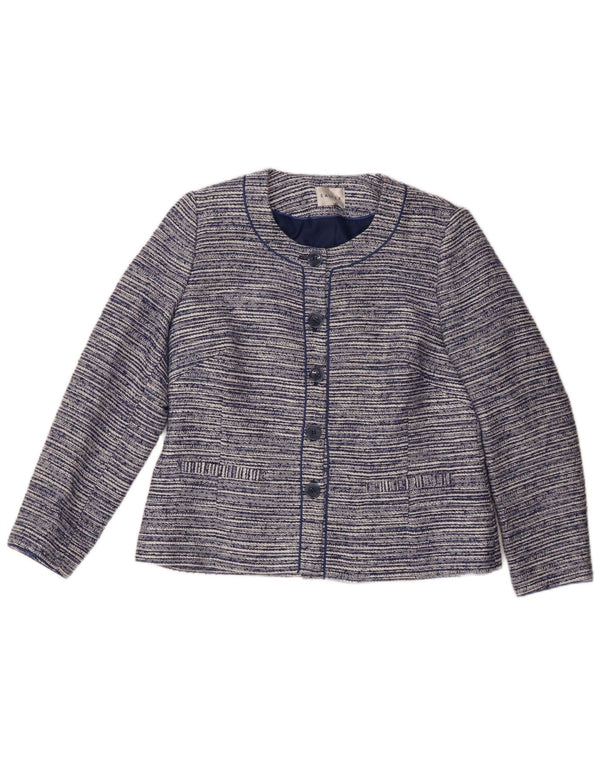 Eastex Chaqueta Blazer de 5 Botones para Mujer UK 12 Mediana Azul Marino Rayas