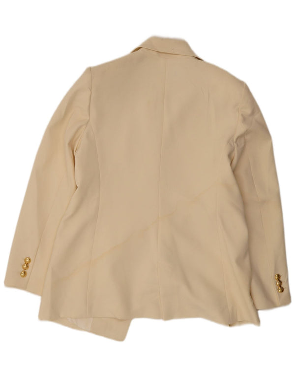 Zara Mujer Chaqueta Blazer De Doble Botonadura UK 14 XL Poliéster Blanco Roto