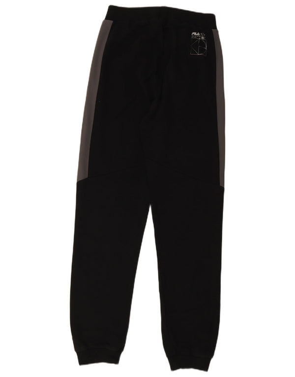 Fila Mens Tracksuit Trousers Joggers Small Black Colourblock Cotton