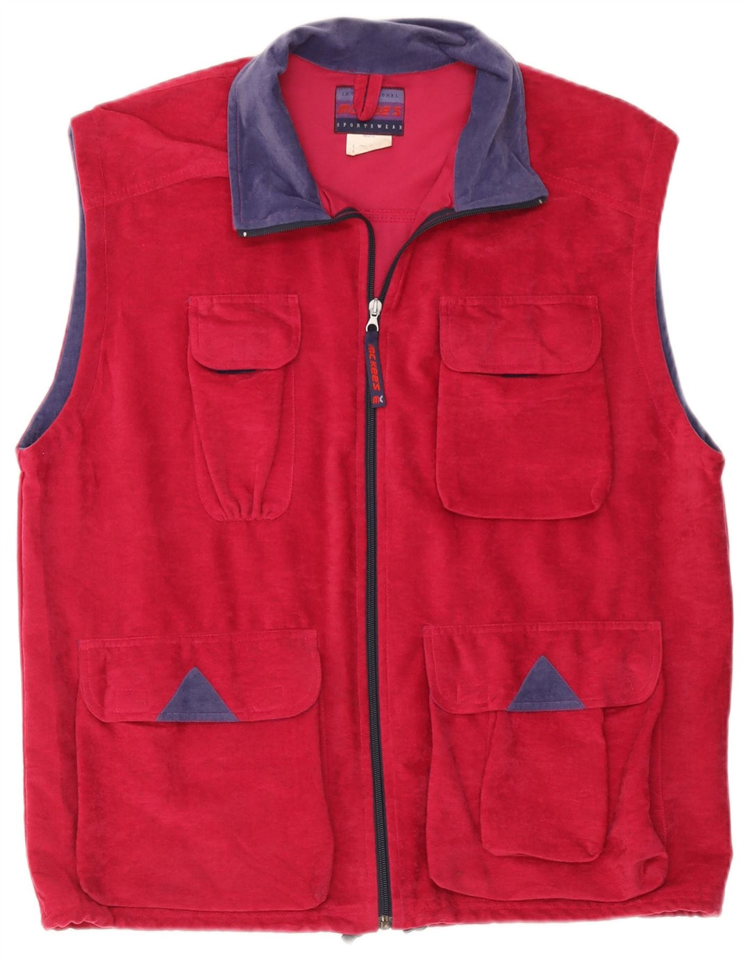 MC Kee's Chaqueta tipo chándal de terciopelo sin mangas para hombre, talla grande, color rosa