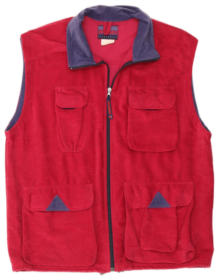 MC Kee's Chaqueta tipo chándal de terciopelo sin mangas para hombre, talla grande, color rosa