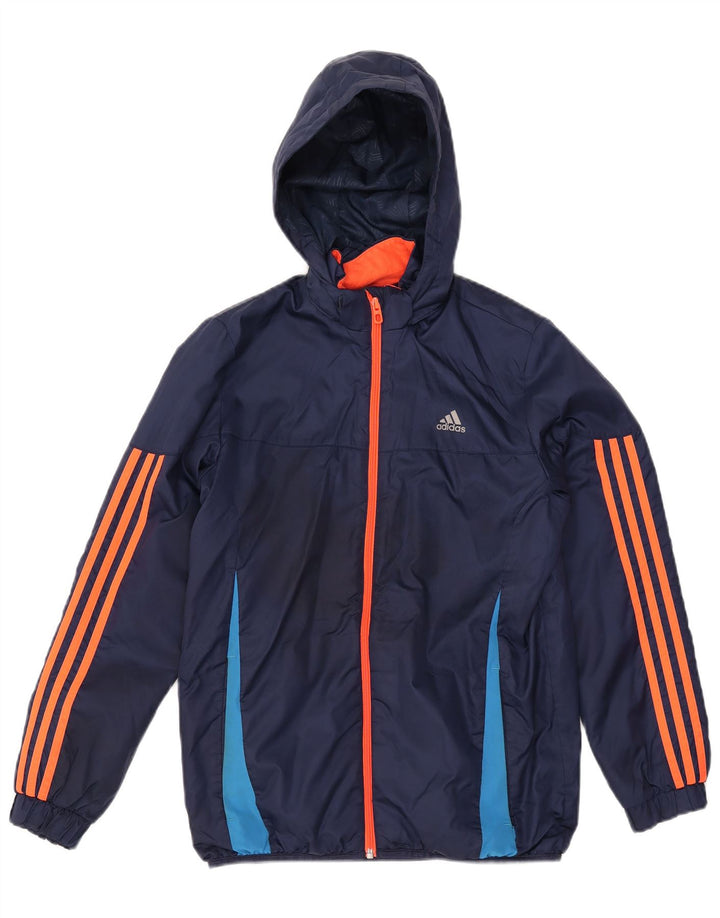 ADIDAS Chaqueta cortavientos con capucha para niña 13-14 años Azul marino Colorblock