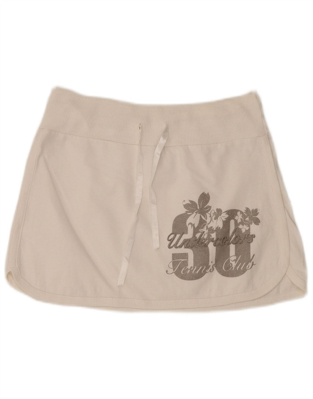 BENETTON Minifalda de tenis gráfica para mujer UK 40 Mediana Blanco Floral