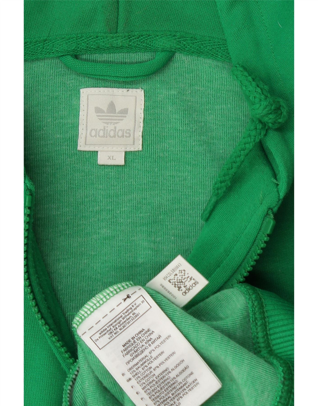 ADIDAS Sudadera con capucha y cremallera para hombre XL Algodón verde