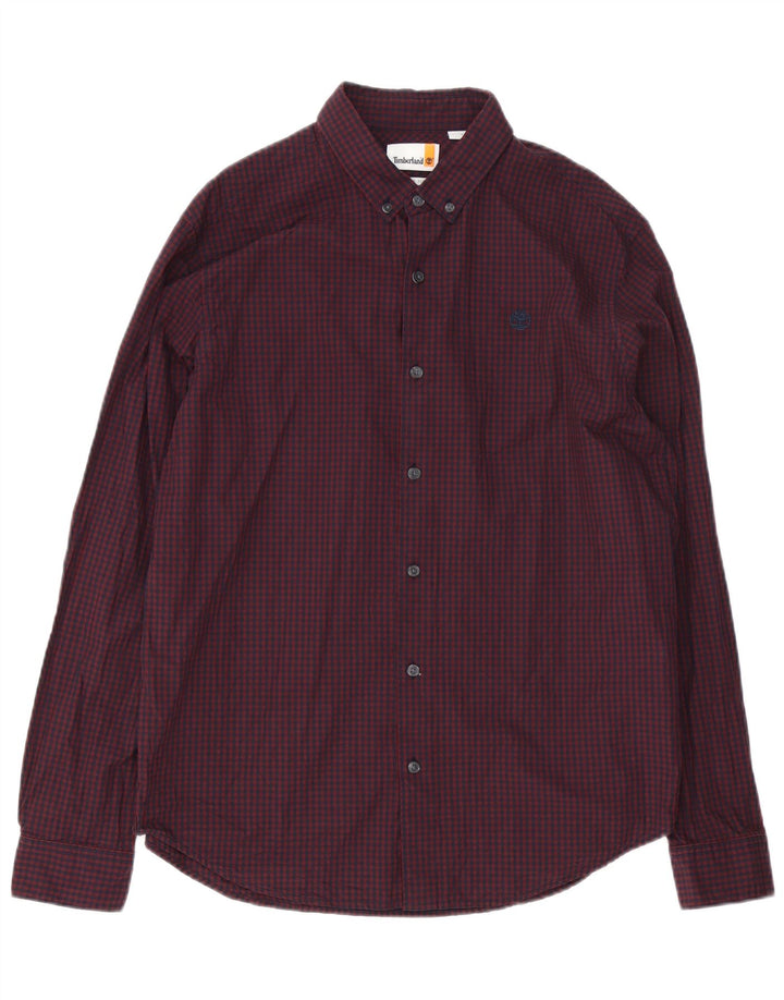 Timberland Camisa de corte regular para hombre de algodón a cuadros color burdeos grande
