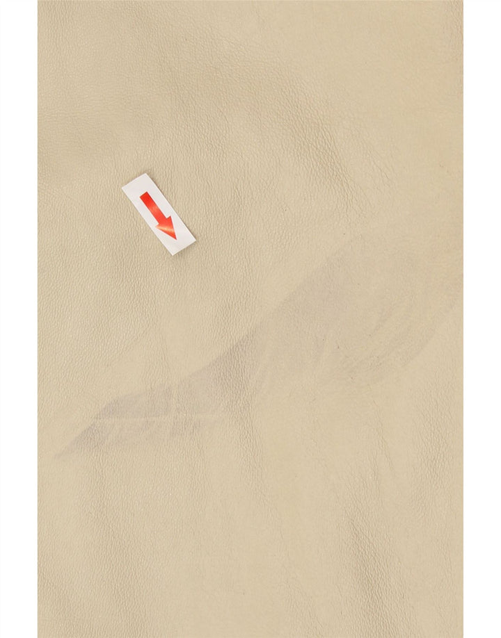 Vintage mujer chaqueta de cuero con capucha IT 46 cuero beige grande