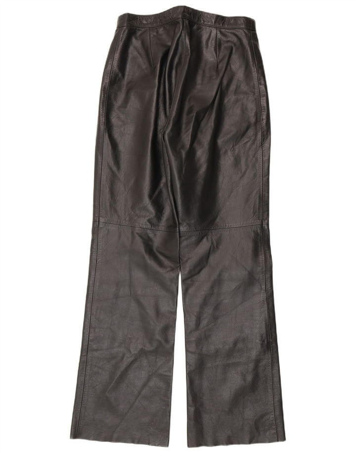 Vintage mujer bootcut pantalones de cuero IT 44 Medio W28 L30 Cuero Negro