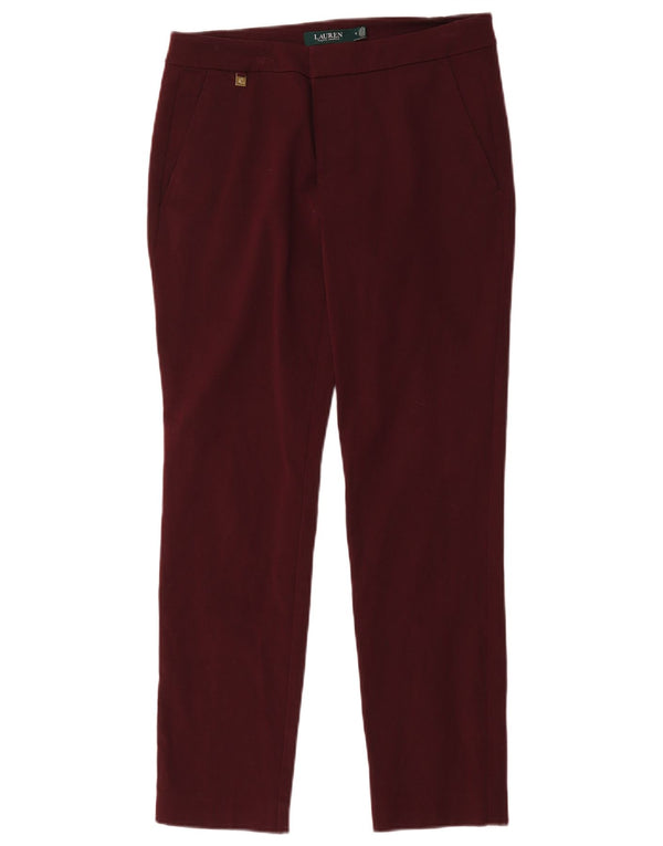 Ralph Lauren Womens Slim Chino Trousers US 6 Medium W32 L28 Burgundy Cotton