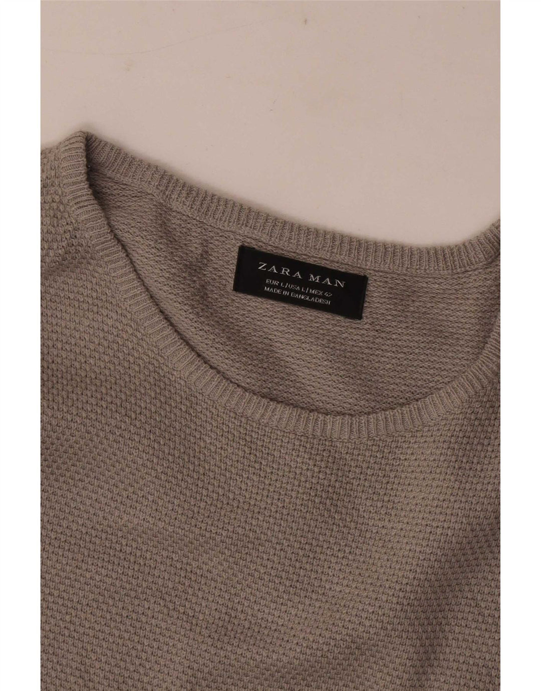 Zara Hombre Jersey De Cuello Barco Jersey Grande Gris