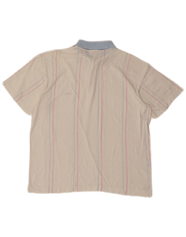 Polo Ellesse Hombre De Algodón A Rayas Blanco Mediano