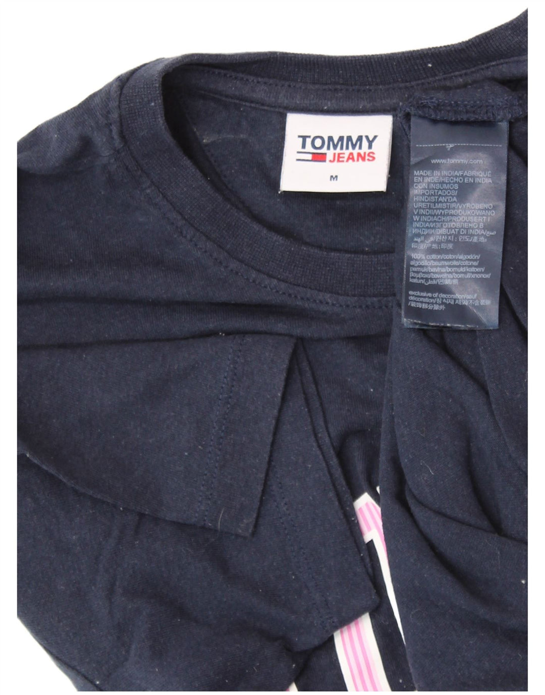 TOMMY HILFIGER Camiseta gráfica para mujer Top UK 44 Algodón azul marino mediano