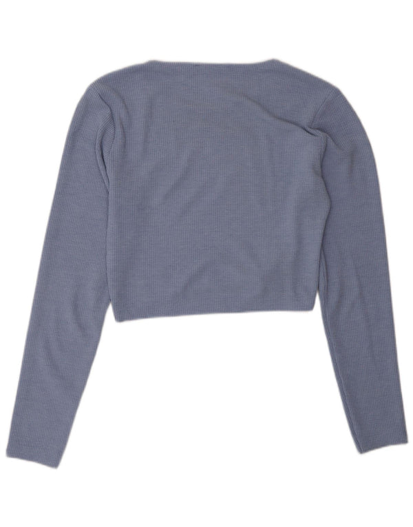 Zara Mujer Crop Top UK 42 Poliéster Azul Medio