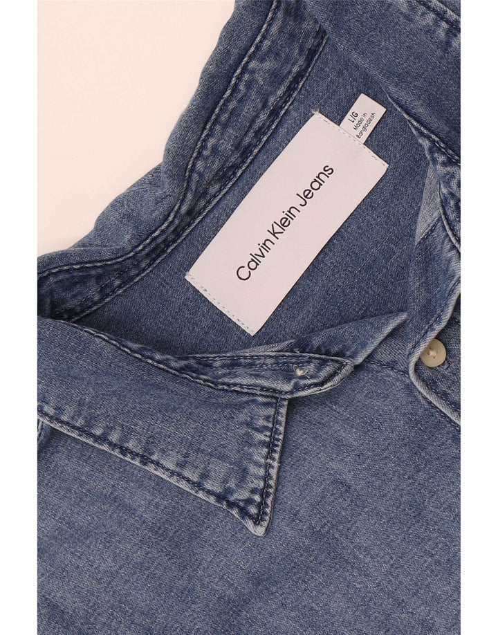 Calvin Klein Jeans Camisa vaquera para hombre grande azul