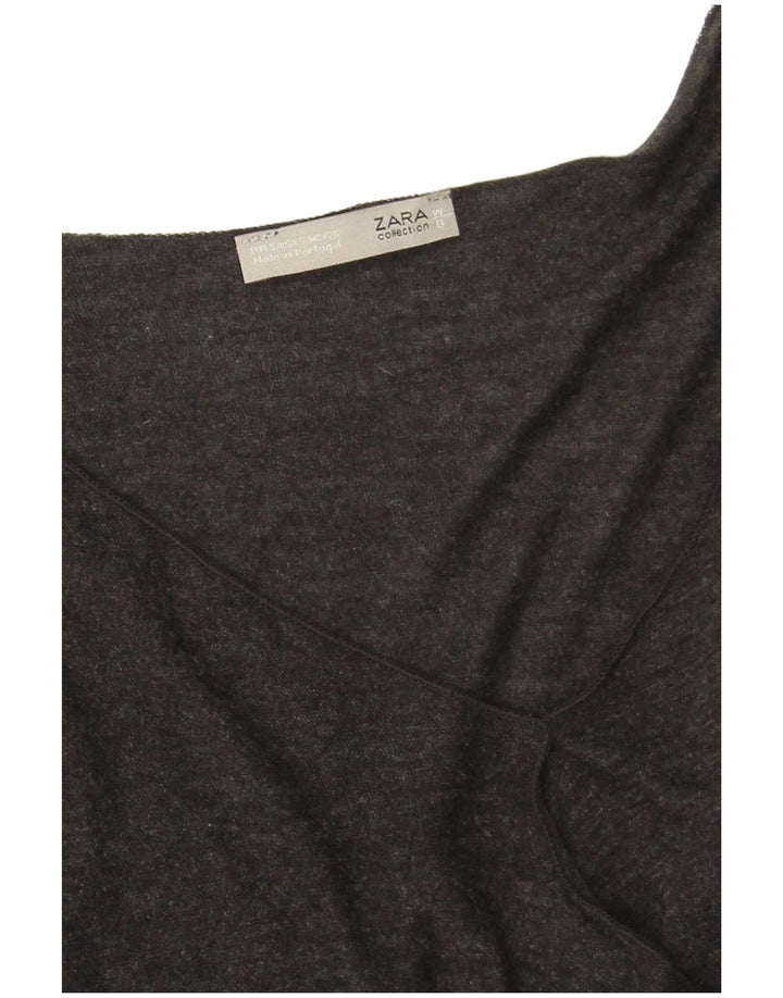 Zara Mujer Vestido Jersey Extragrande UK 10 Small Viscosa Gris