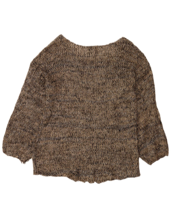 Topshop Jersey tipo jersey con cuello barco para mujer, talla 40, color marrón medio, moteado