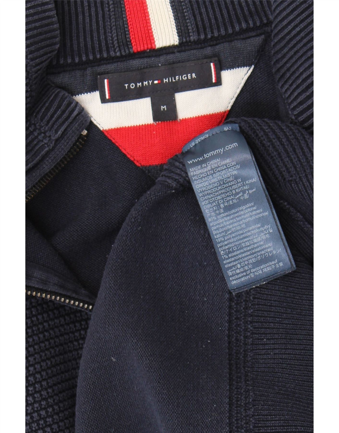 Tommy Hilfiger Jersey con cuello y cremallera para hombre de algodón azul marino mediano
