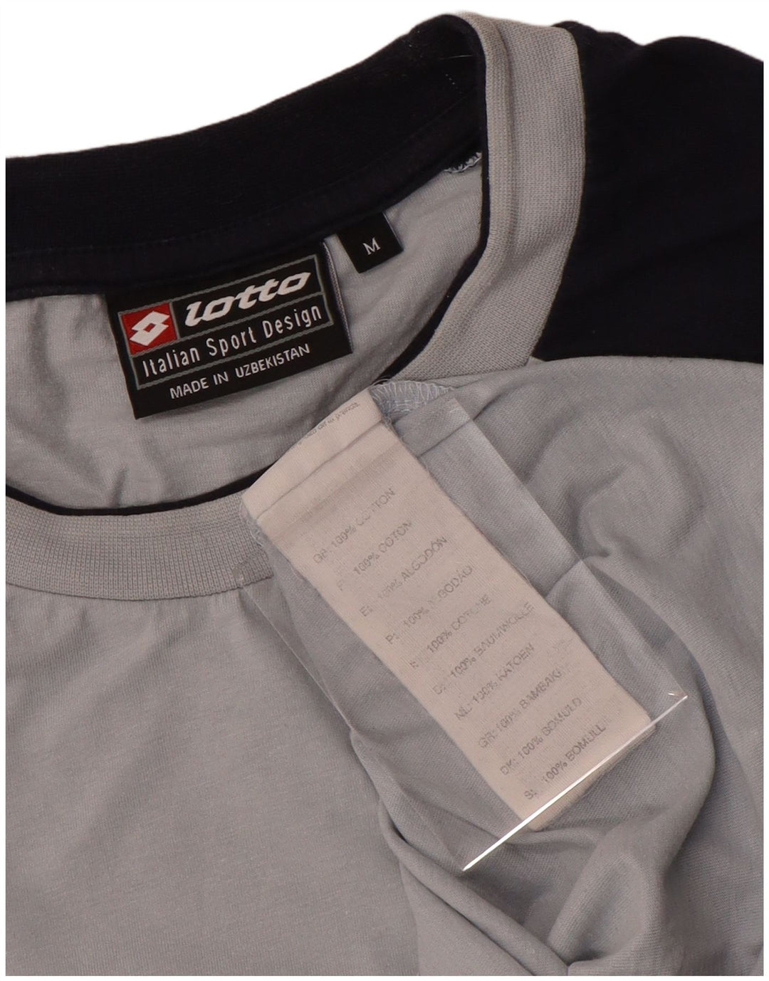 Lotto Hombre Camiseta Gráfica Top Algodón Color Block Gris Medio