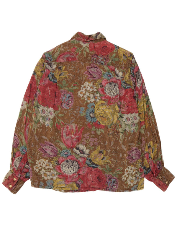 Vintage mujer camisa blusa Reino Unido 12 medio multicolor floral viscosa