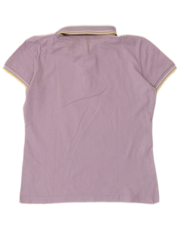 Fred Perry Polo Corto para Mujer UK 42 Algodón Rayado Púrpura Mediano