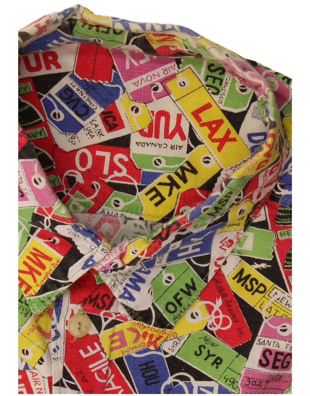 VINTAGE Camisa de manga corta con estampado abstracto para hombre 2XL Multicolor