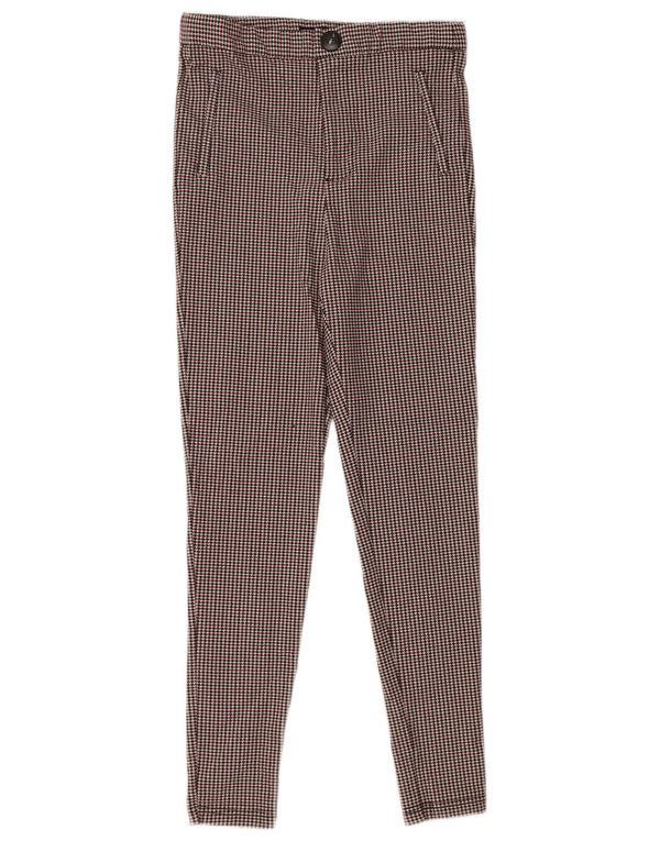 Zara Mujer Pantalón Pitillo Poliéster Pata De Gallo Rojo Medio