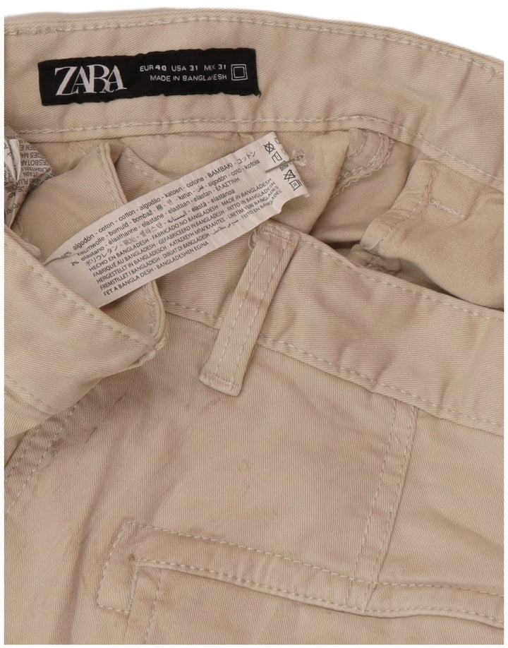 Zara Mens Cargo Shorts EU 40 Medium W31 Algodón Beige