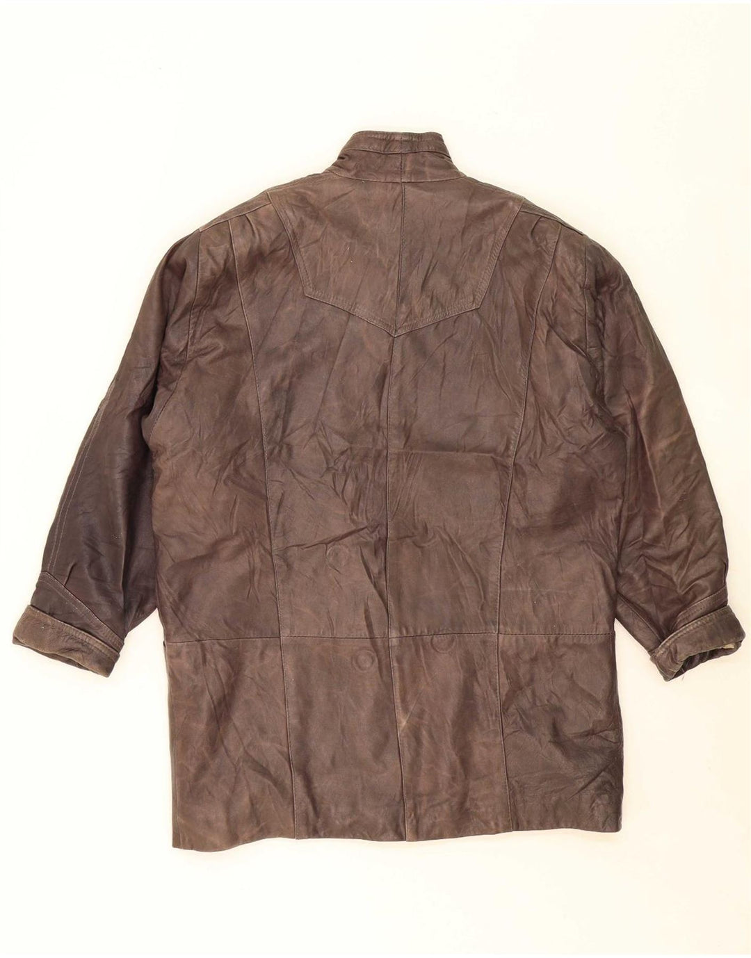 VINTAGE Womens Oversized Leather Jacket EU 40 Medium Brown Leather
