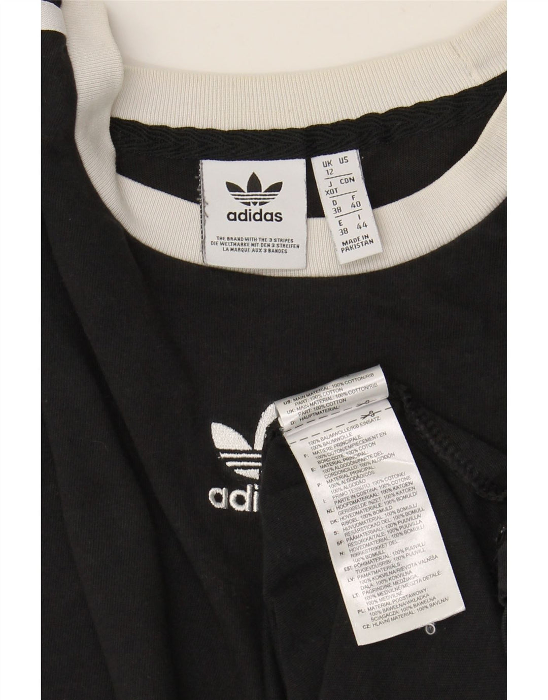 ADIDAS Camiseta para mujer Top UK 12 Mediano Negro Algodón