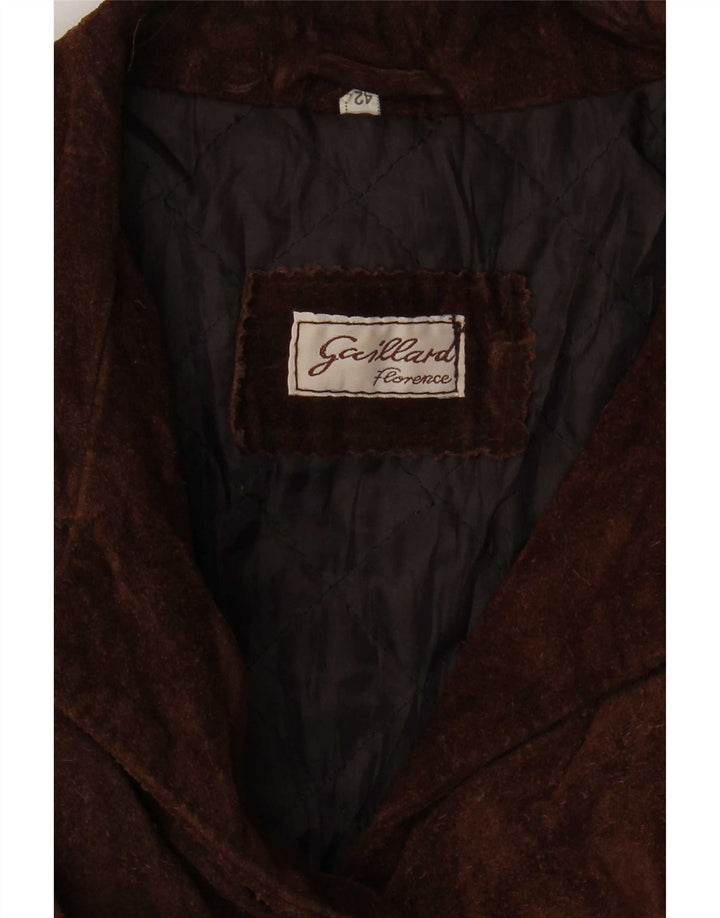 Vintage mujer chaqueta de ante de gran tamaño IT 42 Marrón Medio