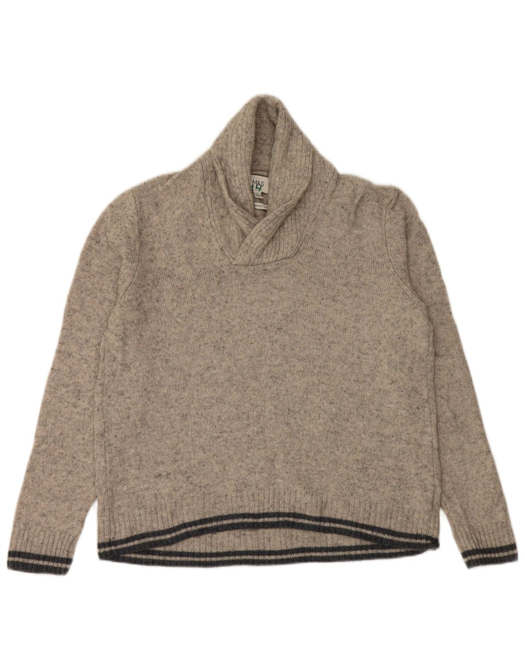 Marks & Spencer Jersey con cuello tipo chal para hombre de lana moteada gris grande