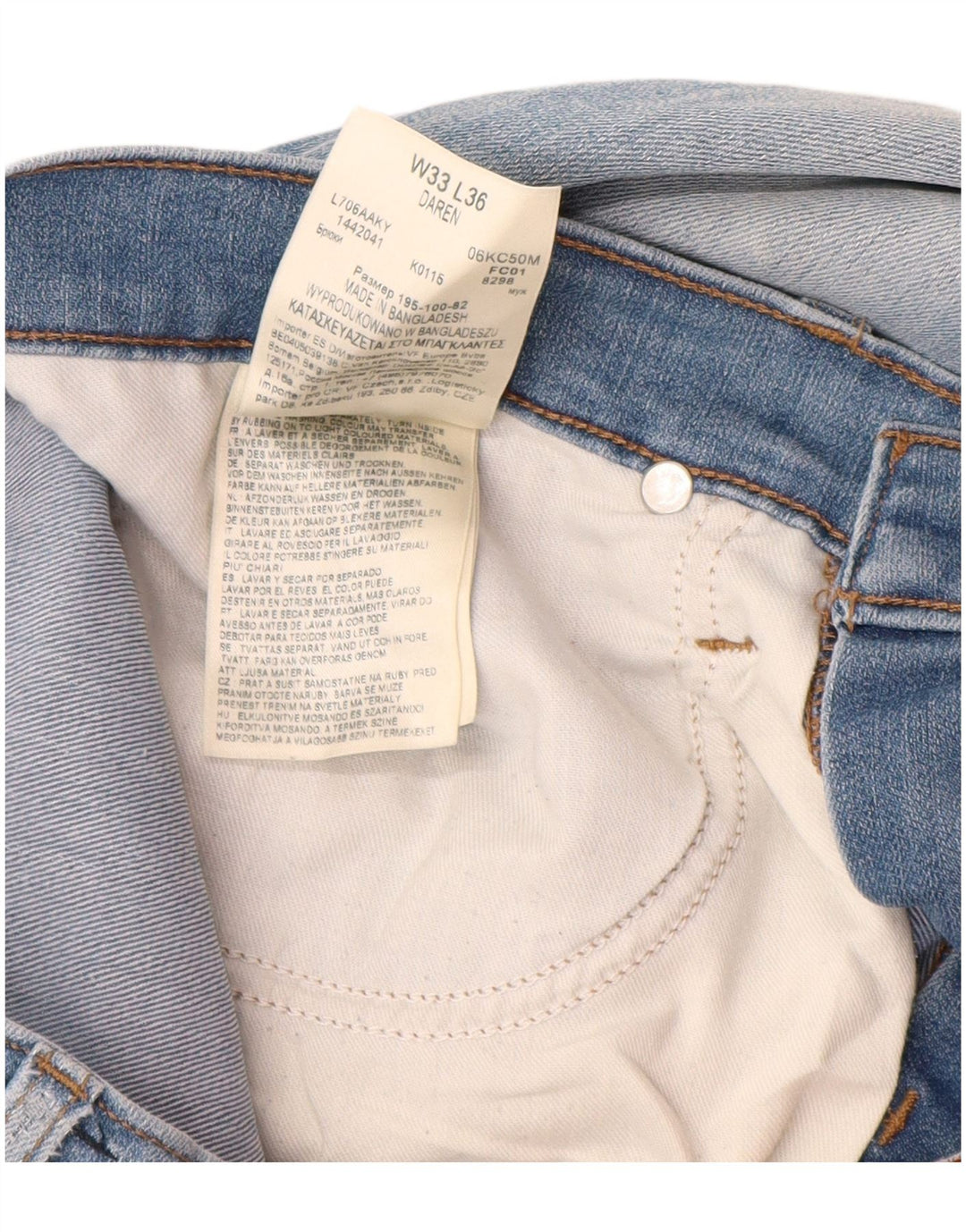 Vaqueros Lee Daren Slim para Hombre W33 L36 Algodón Azul