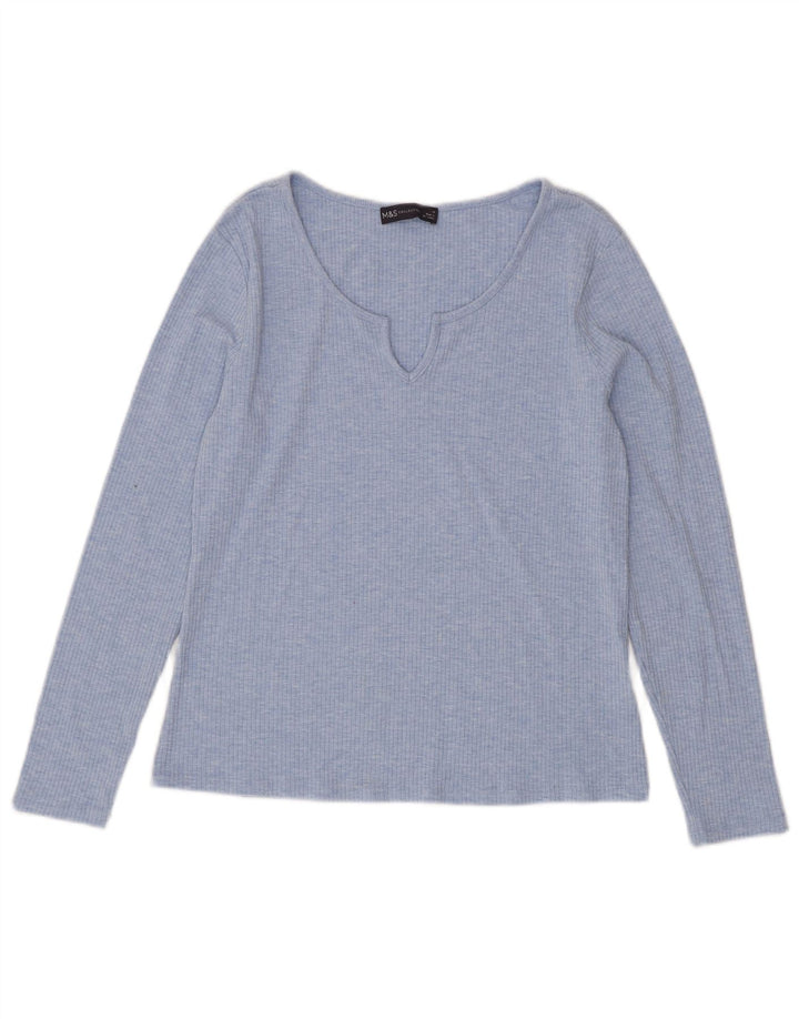 Marks & Spencer Top para mujer de manga larga UK 44 Poliéster azul grande