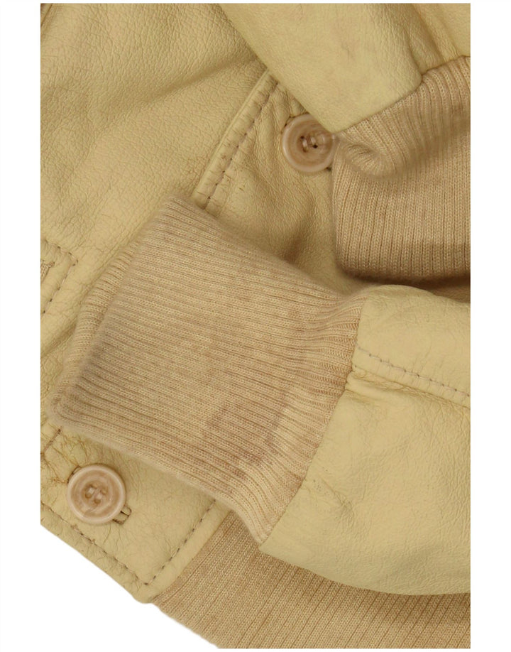Chaqueta de cuero vintage para hombre IT 50 cuero amarillo grande
