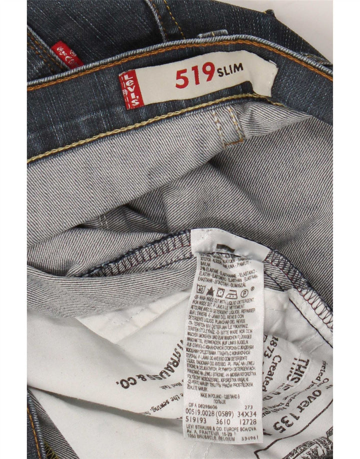 Levi's Hombre 519 Slim Jeans W34 L34 Algodón Azul